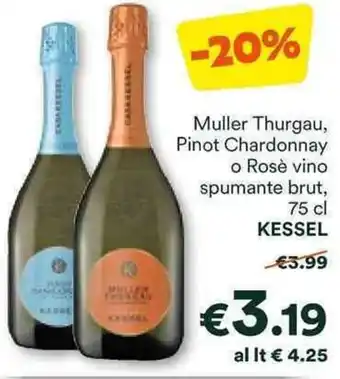 Unes Muller Thurgau, Pinot Chardonnay o Rosè vino spumante brut, 75 cl KESSEL offerta