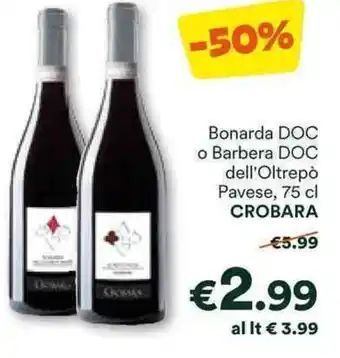 Unes Bonarda DOC o Barbera DOC dell'Oltrepò Pavese, 75 cl CROBARA offerta