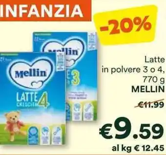 Unes Latte in polvere 3 o 4, 770 g MELLIN offerta