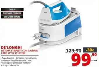 Comet De'Longhi Sistema Stirante Con Caldaia Care Style IS1012BL offerta