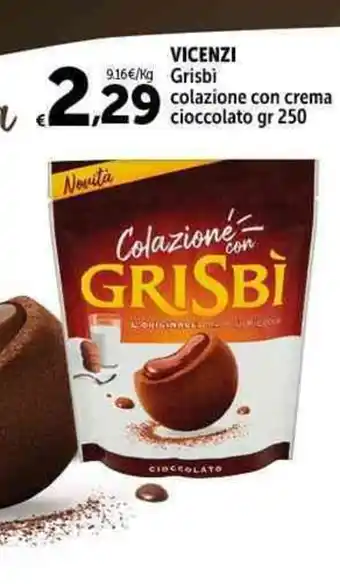 Carrefour Market VICENZI Grisbi colazione con crema cioccolato gr 250 offerta