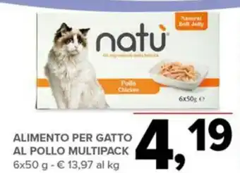 Todis ALIMENTO PER GATTO AL POLLO MULTIPACK 6x50 g offerta