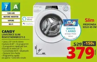 Comet Candy Lavatrice Slim RO41274DWMCE/1-S offerta