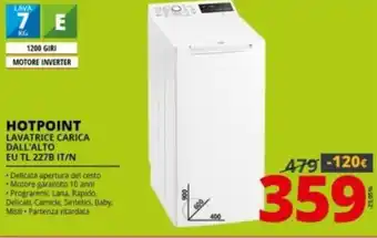 Comet Hotpoint Lavatrice Carica Dall'Alto EU TL 227B IT/N offerta