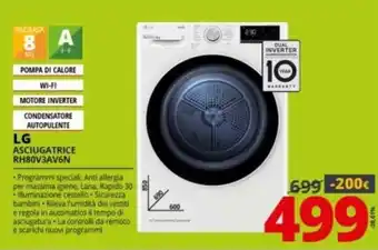 Comet LG Asciugatrice RH80V3AV6N offerta