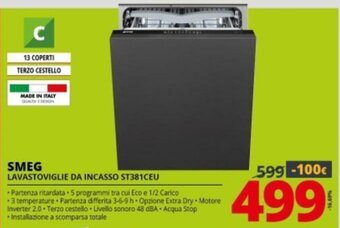 Comet SMEG Lavastoviglie Da Incasso ST381CEU offerta