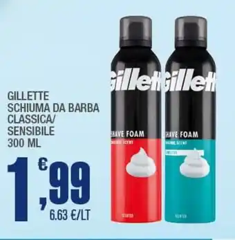Splendidi e Splendenti GILLETTE SCHIUMA DA BARBA CLASSICA/ SENSIBILE 300 ML offerta