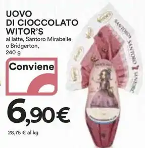 Ipercoop UOVO DI CIOCCOLATO WITOR'S al latte, Santoro Mirabelle o Bridgerton, 240 g offerta