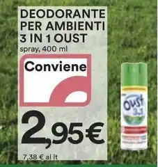 Ipercoop DEODORANTE PER AMBIENTI 3 IN 1 OUST spray, 400 ml offerta