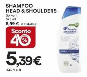 Ipercoop SHAMPOO HEAD & SHOULDERS tipi vari offerta