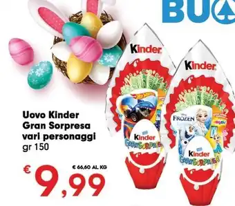 Despar Uovo Kinder Gran Sorpresa vari personaggi gr 150 offerta