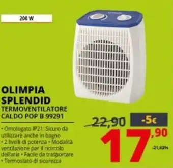 Comet Olimpia Splendid Termoventilatore Caldo Pop B 99291 offerta