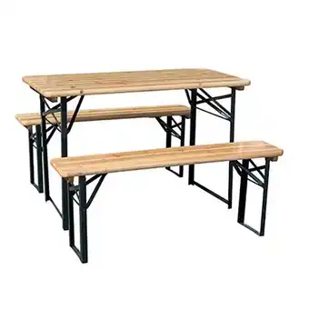 Bricofer Gardenia Set birreria, 2 panche e tavolo in legno naturale, 120x60 cm offerta