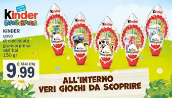 Crai Kinder di cioccolato gransorpresa vari tipi 150 gr offerta