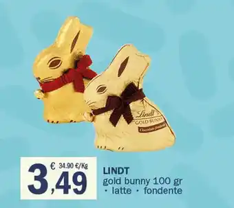 Crai LINDT gold bunny 100 gr latte fondente offerta