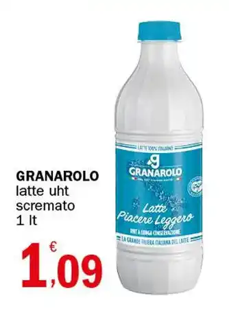 Crai GRANAROLO latte uht scremato 1 lt offerta