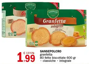 Crai SANSEPOLCRO granfetta 80 fette biscottate 600 gr classiche offerta