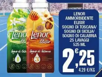 Splendidi e Splendenti LENOR AMMORBIDENTE ELISIR SOGNO DI TOSCANA/ SOGNO DI SICILIA/ SOGNO DI CALABRIA 25 LAVAGGI 525 ML offerta