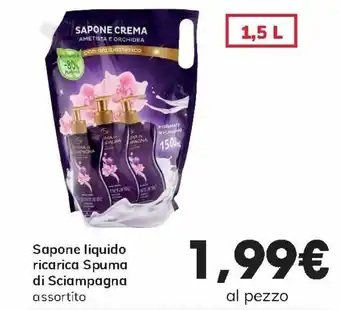 Interspar Sapone liquido Ricarica Spuma di Sciampagna 1,5 L offerta