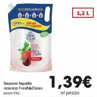 Interspar Fresh&Clean Sapone liquido Ricarica 1,2 L offerta