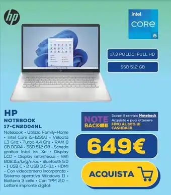 Euronics HP NOTEBOOK 17-CN2004NL offerta
