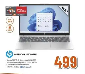 Expert hp NOTEBOOK 15FC0038NL offerta