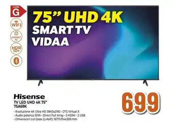 Expert Hisense TV LED UHD 4K 75” 75A69K offerta