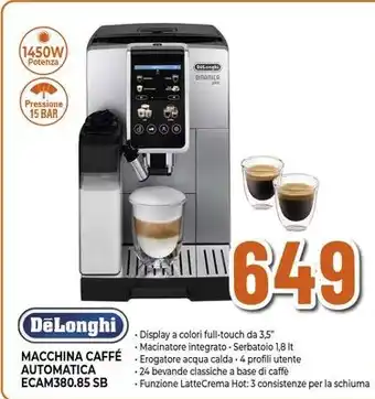 Expert DeLonghi MACCHINA CAFFÉ AUTOMATICA ECAM380.85 SB offerta