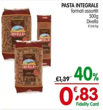 D'Ambros PASTA INTEGRALE formati assortiti 500g Divella offerta