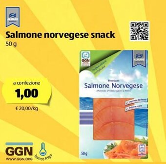 ALDI Almare Salmone norvegese snack 50g offerta
