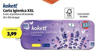 ALDI Kokett Carta igienica XXL 20x150 strappi offerta