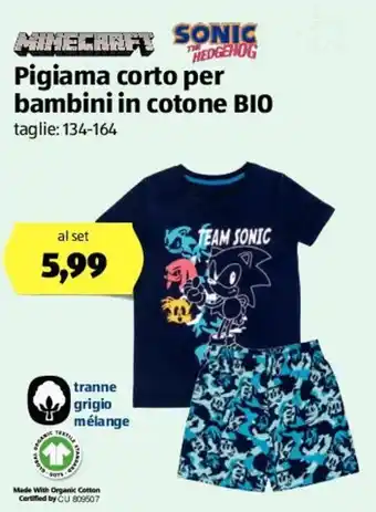 ALDI Pigiama corto per bambini in cotone BIO offerta