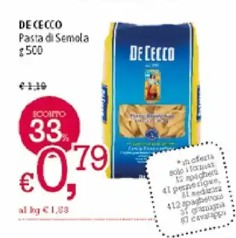 A&O De Cecco Pasta di Semola 500g offerta