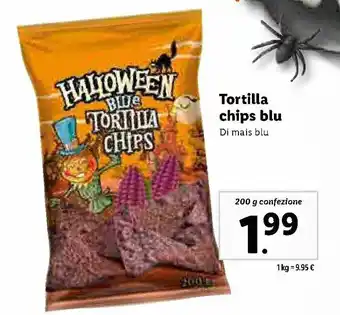 Lidl Tortilla chips blu 200g offerta