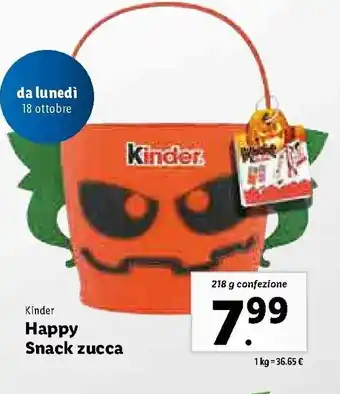 Lidl Kinder Happy Snack zucca 218g offerta