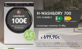 Unieuro H-WASH&DRY 700 H7D 4128MBCS + Lavasciuga connessa 12+8Kg offerta