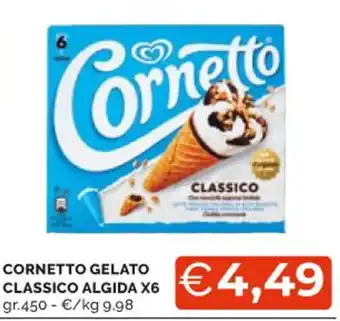 Mercatò CORNETTO GELATO CLASSICO ALGIDA X6 gr. 450 offerta