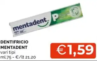 Mercatò DENTIFRICIO MENTADENT vari tipi ml.75 offerta