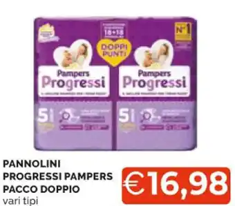 Mercatò PANNOLINI PROGRESSI PAMPERS PACCO DOPPIO vari tipi offerta