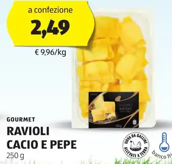 ALDI GOURMET RAVIOLI CACIO E PEPE 250 g offerta
