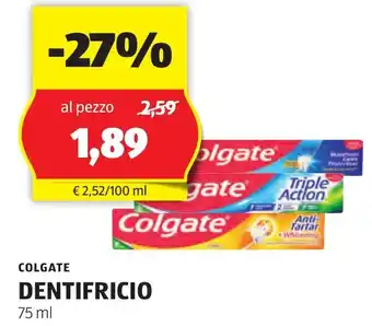 ALDI COLGATE DENTIFRICIO 75 ml offerta