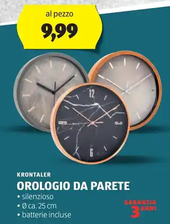 ALDI KRONTALER OROLOGIO DA PARETE offerta