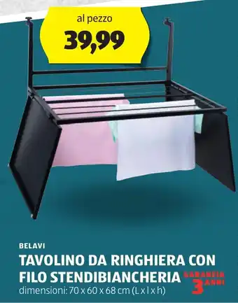ALDI BELAVI TAVOLINO DA RINGHIERA CON FILO STENDIBIANCHERIA offerta