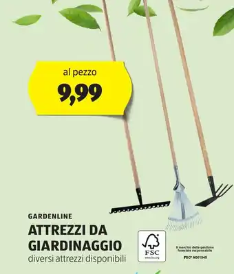 ALDI GARDENLINE ATTREZZI DA GIARDINAGGIO offerta