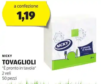 ALDI NICKY TOVAGLIOLI "È pronto in tavola" 2 veli 50 pezzi offerta