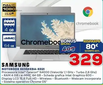 Euronics Samsung Notebook XE350XBA-K02I offerta