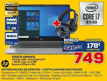 Euronics HP Notebook 250 G8 2E9H7EA + Cuffia Gaming PSGT0006R offerta