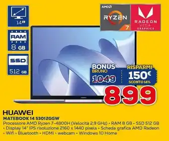 Euronics Huawei Matebook 14 53012GGW offerta