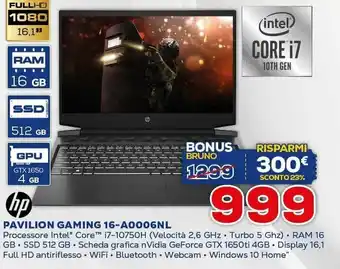 Euronics HP Pavilion Gaming 16-A0006NL offerta