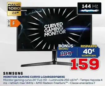 Euronics Samsung Monitor Gaming Curvo LC24RG50FQRXE offerta